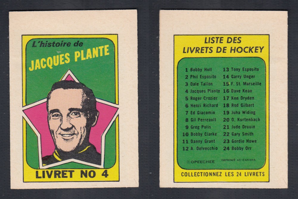 1971-72 O-PEE-CHEE STORY BOOKLET FRENCH #4 J. PLANTE photo