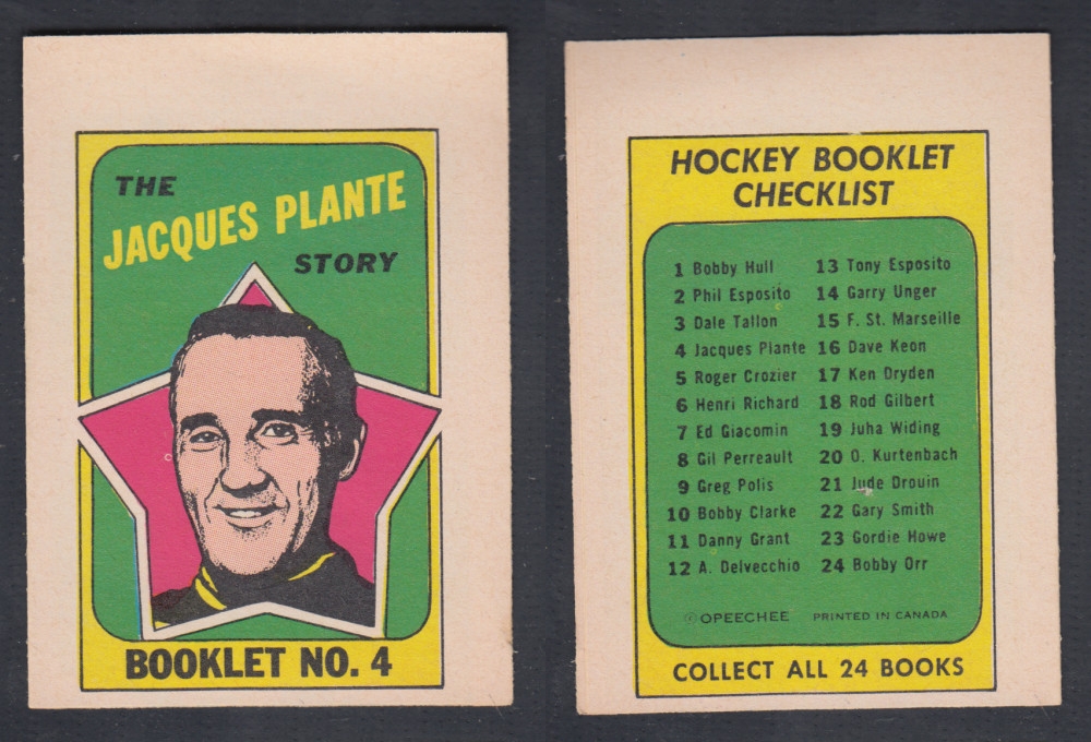 1971-72 O-PEE-CHEE STORY BOOKLET #4 J. PLANTE photo