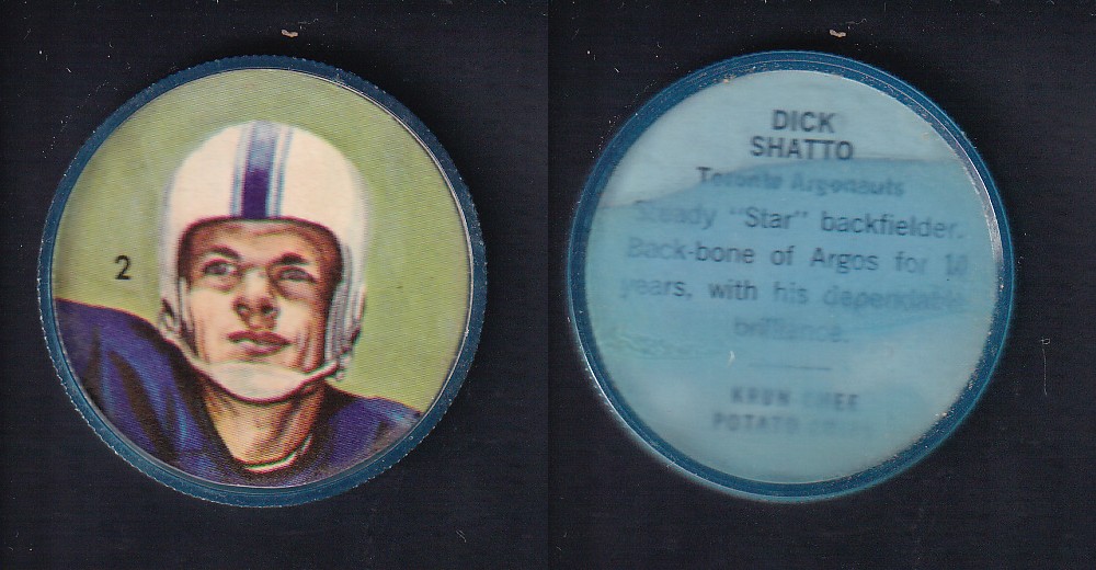 1963 CFL NALLEY'S FOOTBALL COIN #2 D. SHATTO photo
