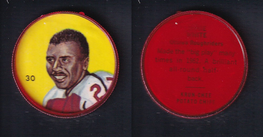 1963 CFL NALLEY'S FOOTBALL COIN #30 E. WHITE photo