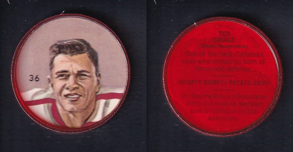 1963 CFL NALLEY'S FOOTBALL COIN #36 T. SMALE photo