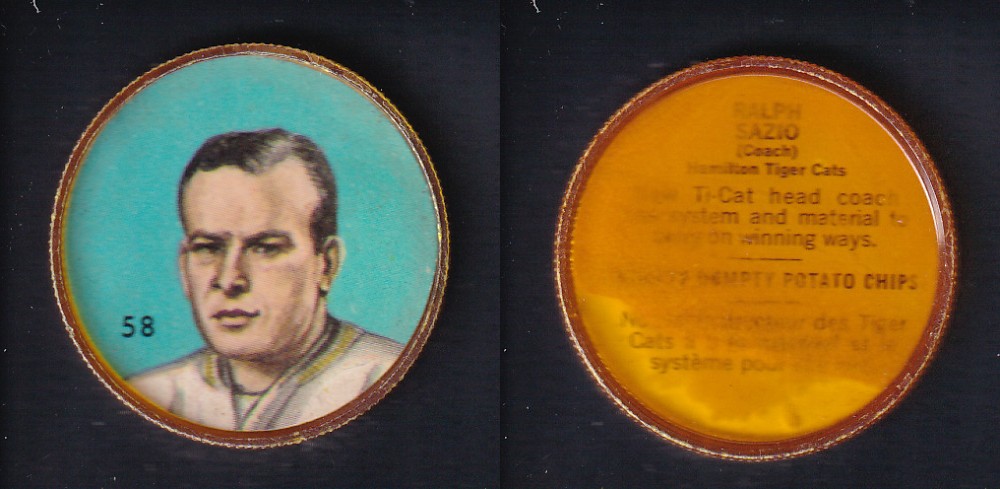 1963 CFL NALLEY'S FOOTBALL COIN #58 R. SAZIO photo