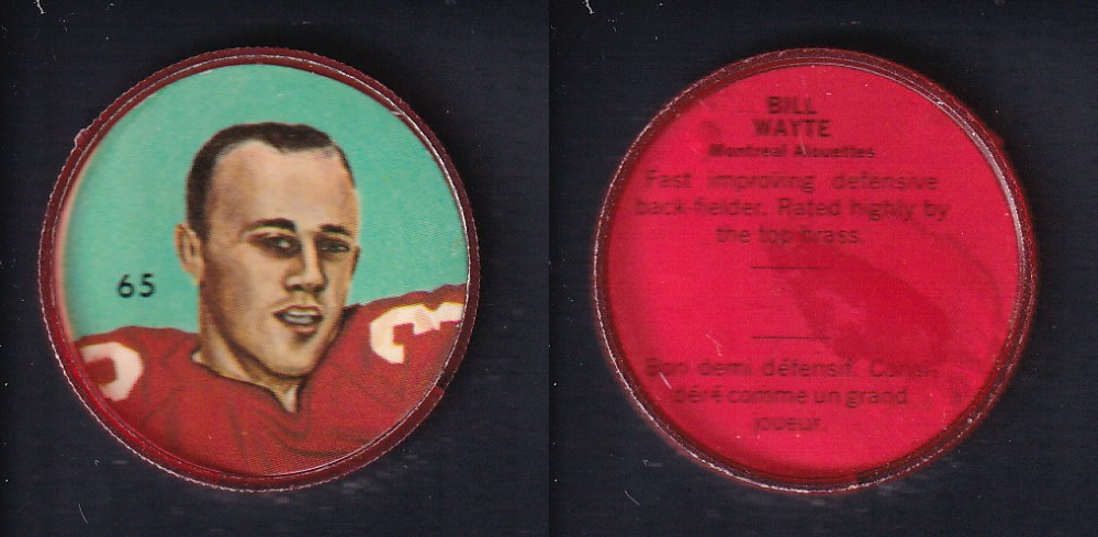 1963 CFL NALLEY'S FOOTBALL COIN #65 B. WAYTE photo