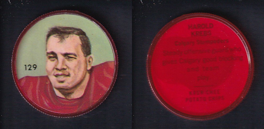 1963 CFL NALLEY'S FOOTBALL COIN #129 H. KREBS photo