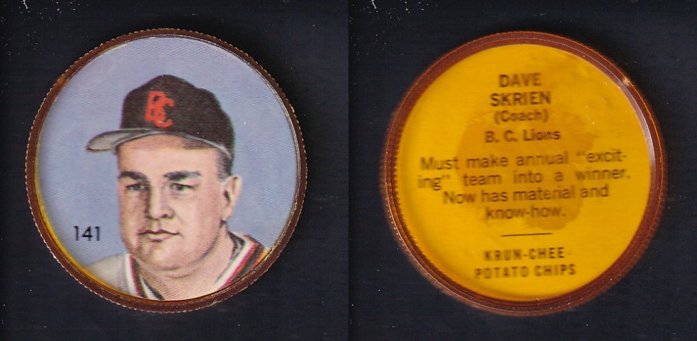 1963 CFL NALLEY'S FOOTBALL COIN #141 D. SKRIEN photo
