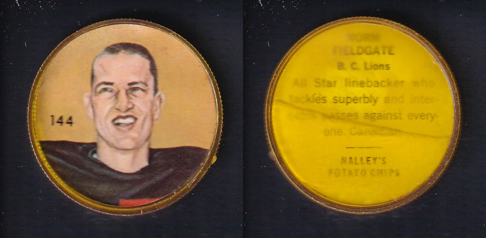 1963 CFL NALLEY'S FOOTBALL COIN #144 N. FIELDGATE photo