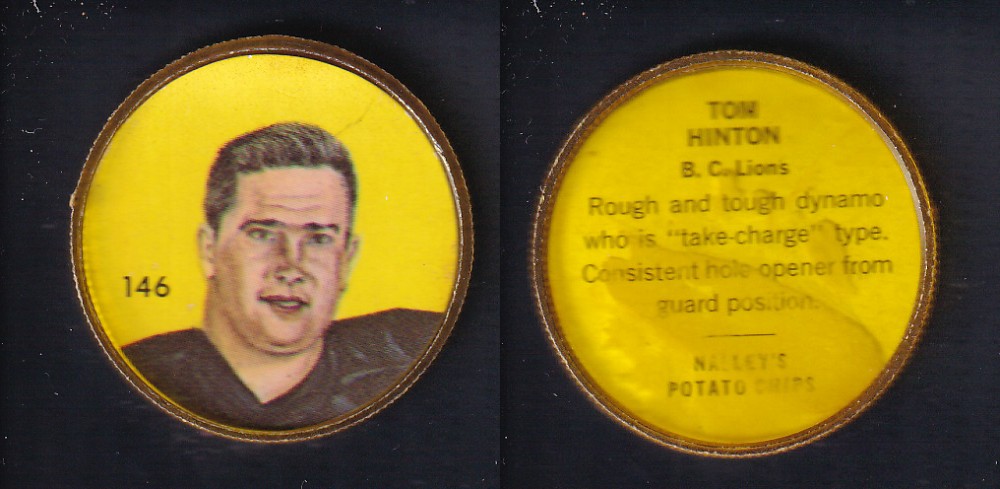 1963 CFL NALLEY'S FOOTBALL COIN #146 T. HINTON photo