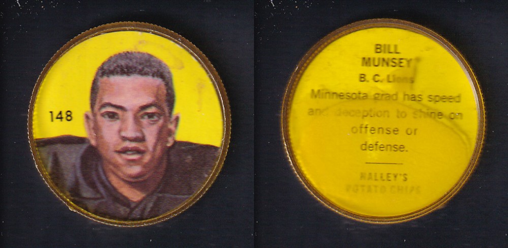 1963 CFL NALLEY'S FOOTBALL COIN #148 B. MUNSEY photo