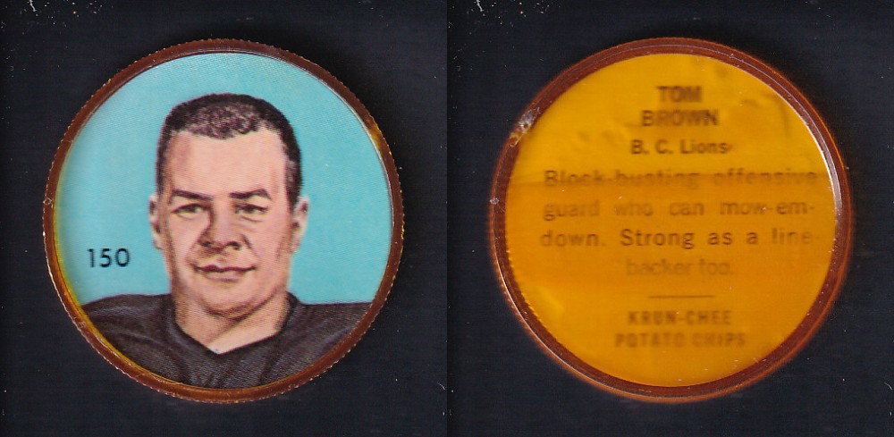 1963 CFL NALLEY'S FOOTBALL COIN #150 T. BROWN photo