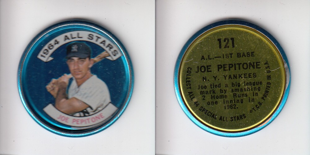 1964 TOPPS BASEBALL COIN #121 J. PEPITONE photo 1964 TOPPS BASEBALL COIN #121 J. PEPITONE photo