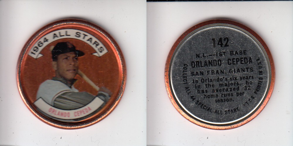 1964 TOPPS BASEBALL COIN #142 O. CEPEDA photo 1964 TOPPS BASEBALL COIN #142 O. CEPEDA photo