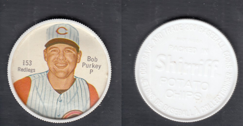 1962 SHIRRIFF BASEBALL COIN #153 B. PURKEY photo