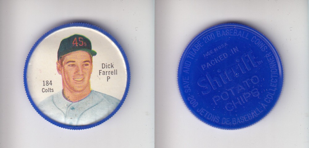 1962 SHIRRIFF BASEBALL COIN #184 D. FARRELL photo