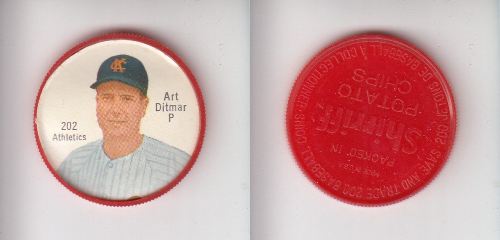 1962 SHIRRIFF BASEBALL COIN #202 A. DITMAR photo