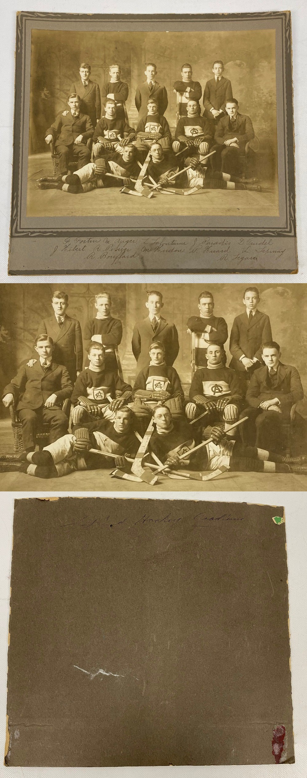 1910'S ORIGINAL HOCKEY CABINET TEAM PHOTO photo 1910'S ORIGINAL HOCKEY CABINET TEAM PHOTO photo