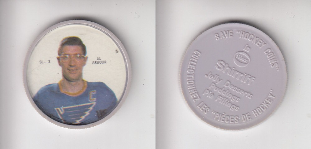 1968-69 SHIRRIFF HOCKEY COIN SL-3 A. ARBOUR photo