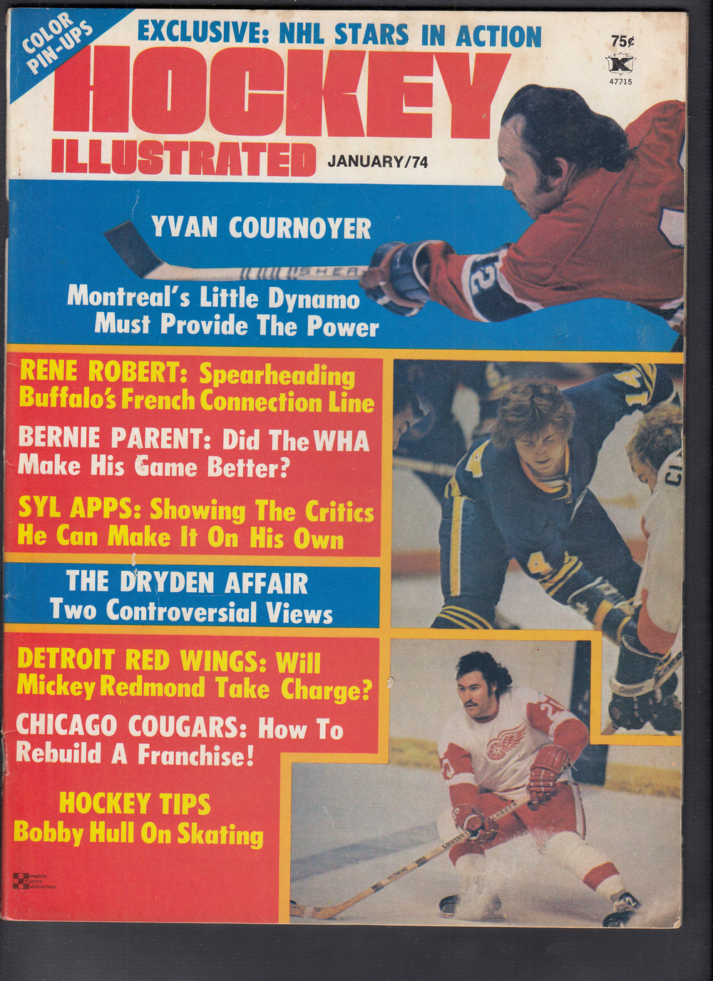 1974 HOCKEY ILLUSTRATED MAGAZINE Y. COURNOYER ON COVER photo 1974 HOCKEY ILLUSTRATED MAGAZINE Y. COURNOYER ON COVER photo
