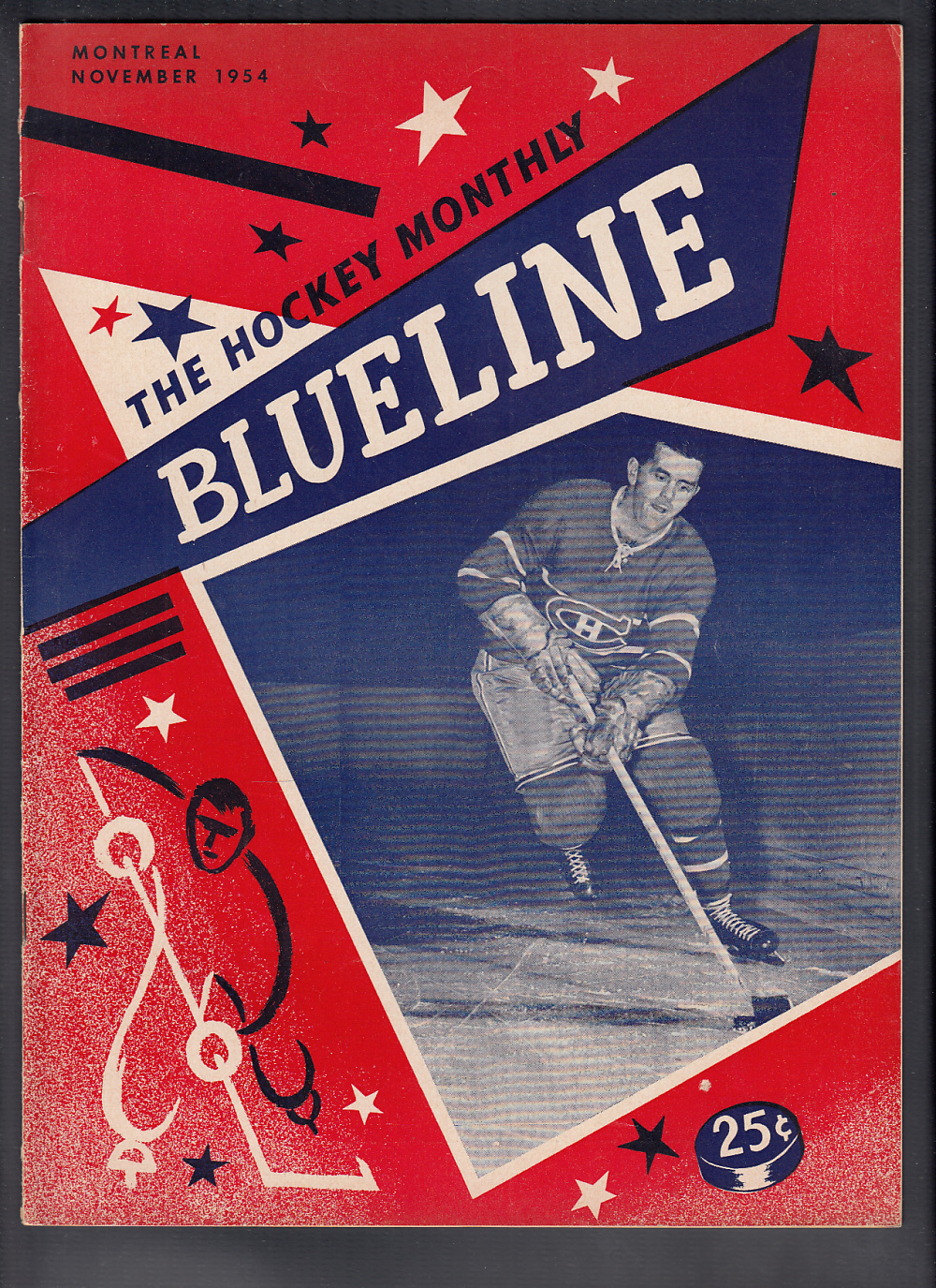 1954 BLUELINE HOCKEY MAGAZINE M. RICHARD ON COVER photo 1954 BLUELINE HOCKEY MAGAZINE M. RICHARD ON COVER photo