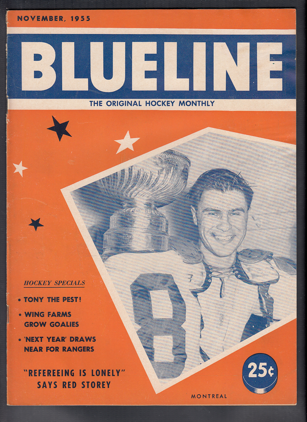 1955 BLUELINE HOCKEY MAGAZINE T. LESWICK ON COVER photo 1955 BLUELINE HOCKEY MAGAZINE T. LESWICK ON COVER photo