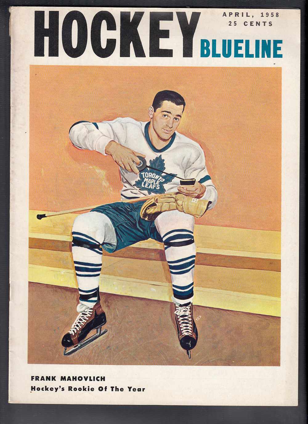 1958 BLUELINE HOCKEY MAGAZINE F. MAHOVLICH ON COVER photo