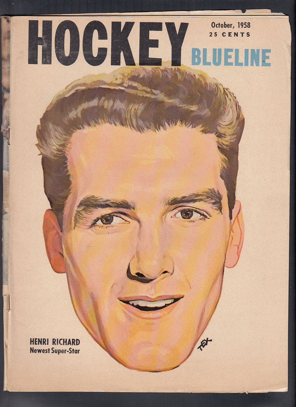 1958 BLUELINE HOCKEY MAGAZINE H. RICHARD ON COVER photo 1958 BLUELINE HOCKEY MAGAZINE H. RICHARD ON COVER photo