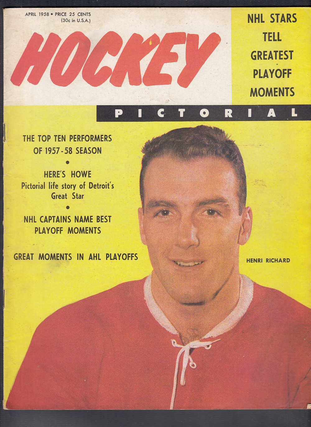 1958 HOCKEY PICTORIAL MAGAZINE H. RICHARD ON COVER photo 1958 HOCKEY PICTORIAL MAGAZINE H. RICHARD ON COVER photo