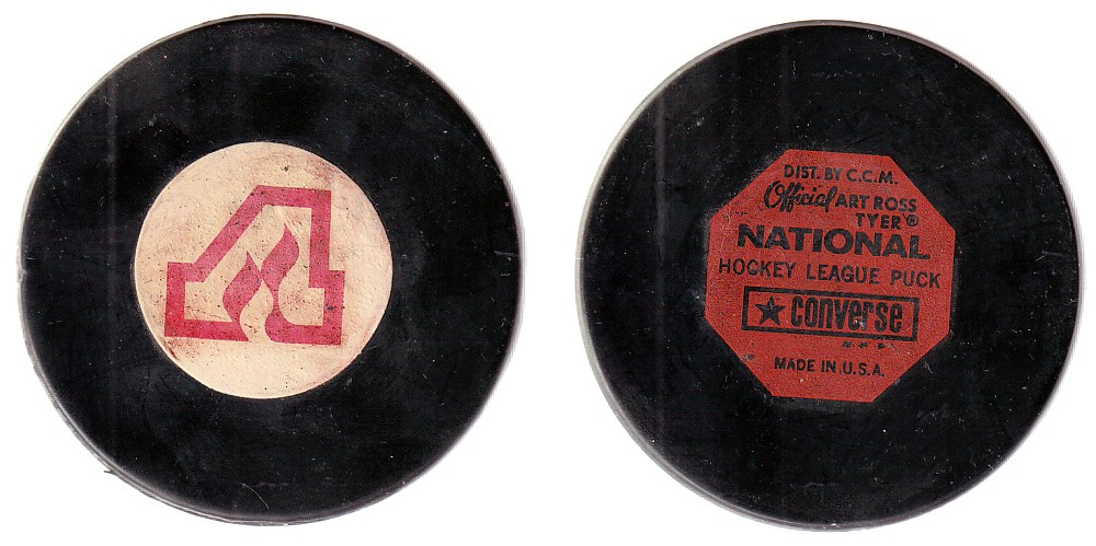 1970-77 CONVERSE ATLANTA FLAMES GAME PUCK photo 1970-77 CONVERSE ATLANTA FLAMES GAME PUCK photo