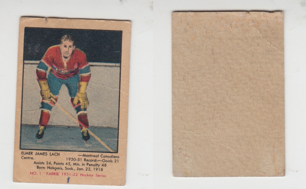1951-52 PARKHURST HOCKEY CARD #1 E. LACH photo 1951-52 PARKHURST HOCKEY CARD #1 E. LACH photo