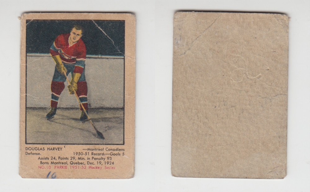 1951-52 PARKHURST HOCKEY CARD #10 D. HARVEY photo 1951-52 PARKHURST HOCKEY CARD #10 D. HARVEY photo