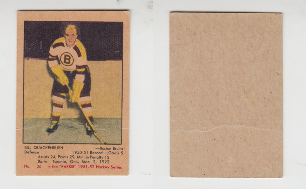 1951-52 PARKHURST HOCKEY CARD #26 B. QUACKENBUSH photo 1951-52 PARKHURST HOCKEY CARD #26 B. QUACKENBUSH photo