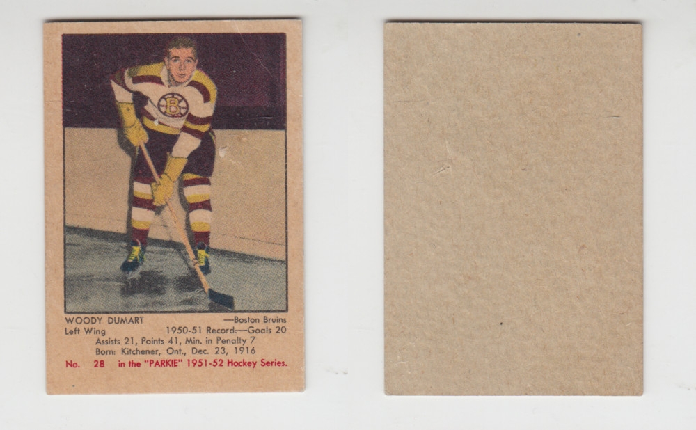 1951-52 PARKHURST HOCKEY CARD #28 W. DUMART photo 1951-52 PARKHURST HOCKEY CARD #28 W. DUMART photo