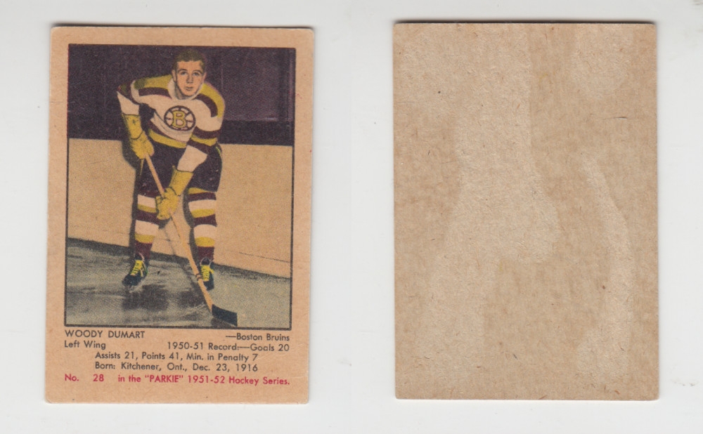 1951-52 PARKHURST HOCKEY CARD #28 W. DUMART photo 1951-52 PARKHURST HOCKEY CARD #28 W. DUMART photo