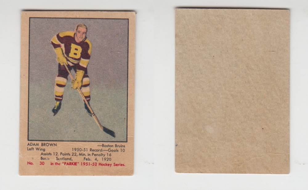 1951-52 PARKHURST HOCKEY CARD #30 A. BROWN photo 1951-52 PARKHURST HOCKEY CARD #30 A. BROWN photo