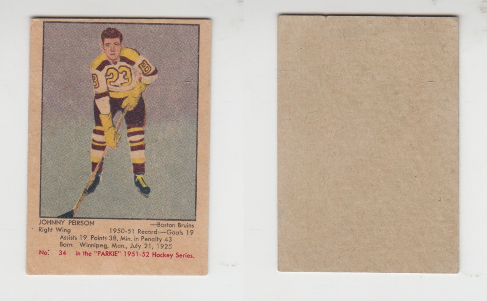 1951-52 PARKHURST HOCKEY CARD #34 J. PEIRSON photo 1951-52 PARKHURST HOCKEY CARD #34 J. PEIRSON photo