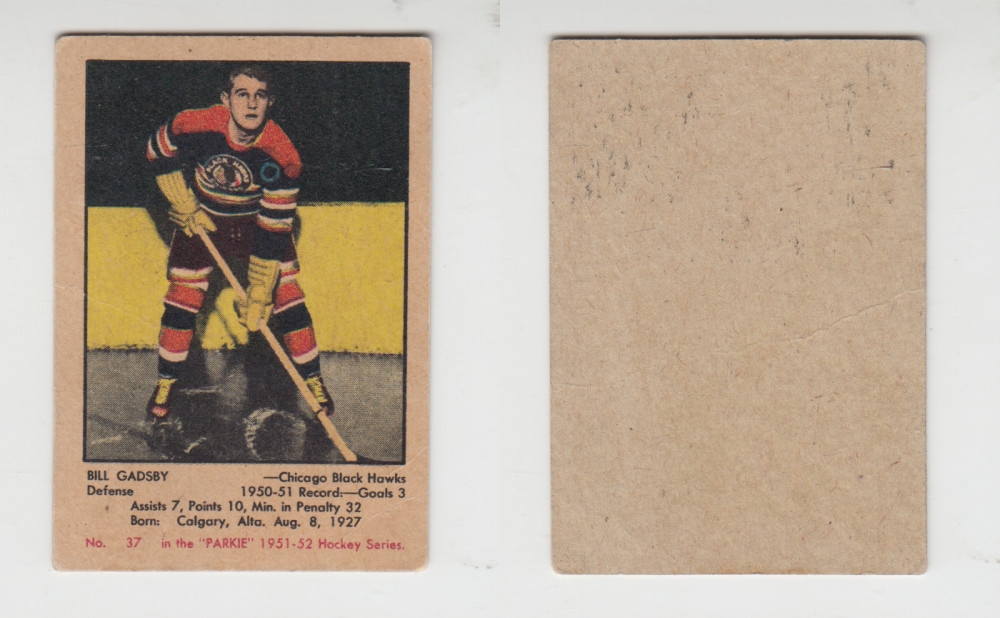 1951-52 PARKHURST HOCKEY CARD #37 B. GADSBY photo 1951-52 PARKHURST HOCKEY CARD #37 B. GADSBY photo