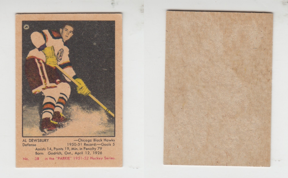 1951-52 PARKHURST HOCKEY CARD #38 A. DEWSBURY photo 1951-52 PARKHURST HOCKEY CARD #38 A. DEWSBURY photo