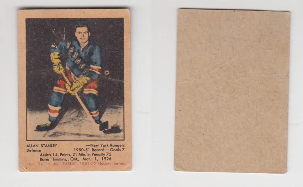 1951-52 PARKHURST HOCKEY CARD #94 A. STANLEY photo 1951-52 PARKHURST HOCKEY CARD #94 A. STANLEY photo