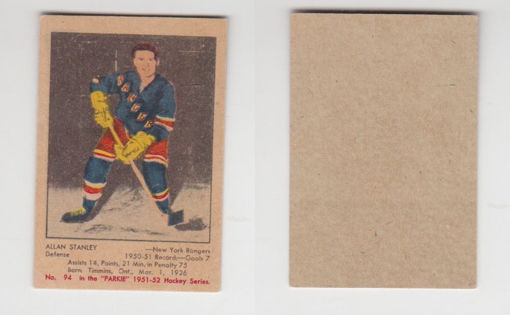 1951-52 PARKHURST HOCKEY CARD #94 A. STANLEY photo 1951-52 PARKHURST HOCKEY CARD #94 A. STANLEY photo