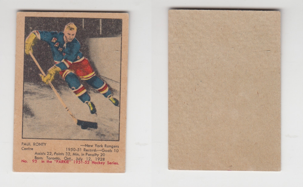 1951-52 PARKHURST HOCKEY CARD #95 P. RONTY photo 1951-52 PARKHURST HOCKEY CARD #95 P. RONTY photo