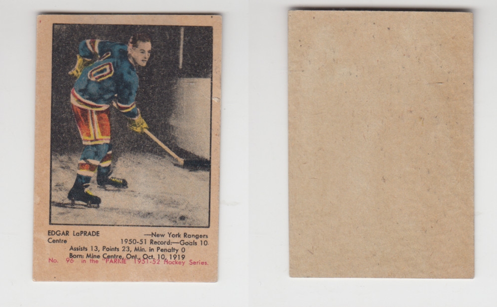 1951-52 PARKHURST HOCKEY CARD #96 E. LAPRADE photo 1951-52 PARKHURST HOCKEY CARD #96 E. LAPRADE photo