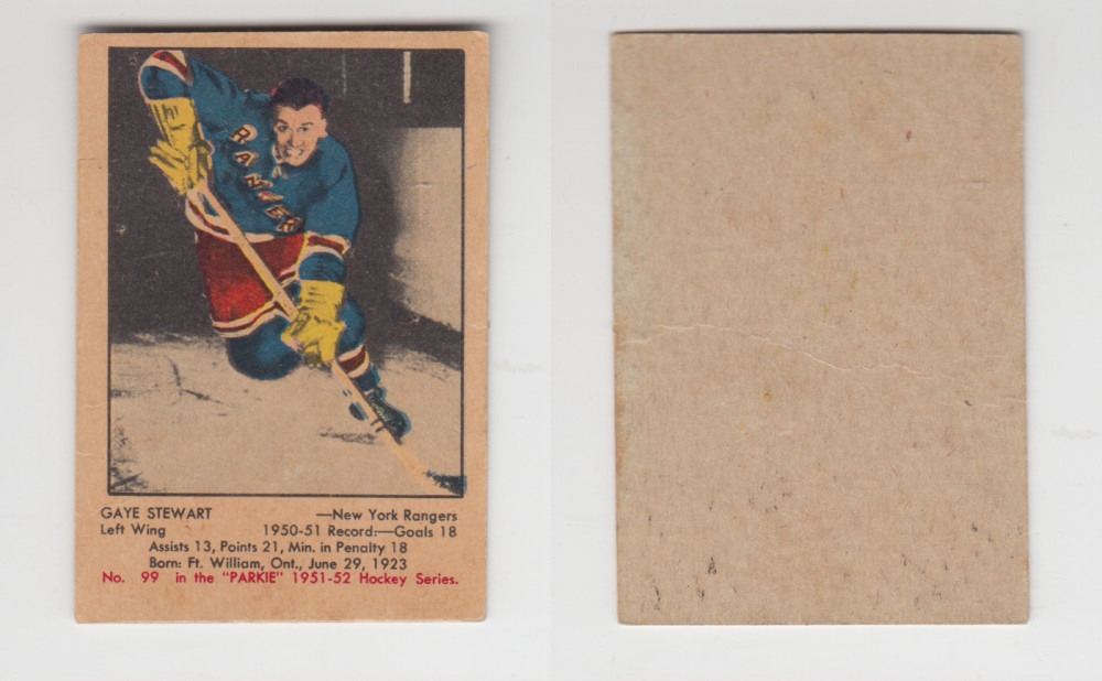1951-52 PARKHURST HOCKEY CARD #99 G. STEWART photo 1951-52 PARKHURST HOCKEY CARD #99 G. STEWART photo