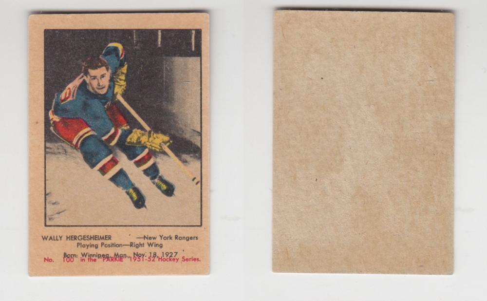 1951-52 PARKHURST HOCKEY CARD #100 W. HERGESHEIMER photo 1951-52 PARKHURST HOCKEY CARD #100 W. HERGESHEIMER photo