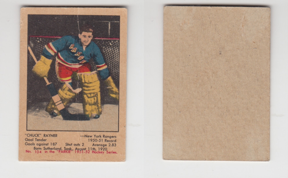 1951-52 PARKHURST HOCKEY CARD #104 C. RAYNER photo 1951-52 PARKHURST HOCKEY CARD #104 C. RAYNER photo
