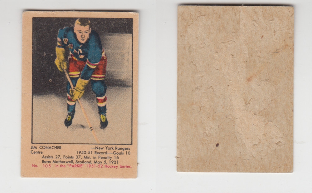 1951-52 PARKHURST HOCKEY CARD #105 J. CONACHER photo 1951-52 PARKHURST HOCKEY CARD #105 J. CONACHER photo