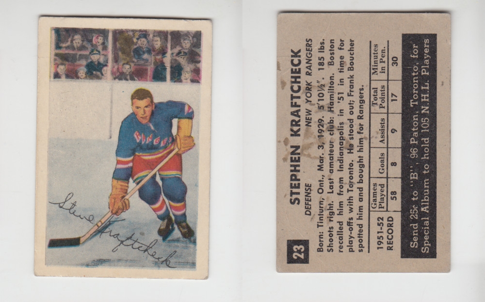 1952-53 PARKHURST HOCKEY CARD #23 S. KRAFTCHECK photo 1952-53 PARKHURST HOCKEY CARD #23 S. KRAFTCHECK photo