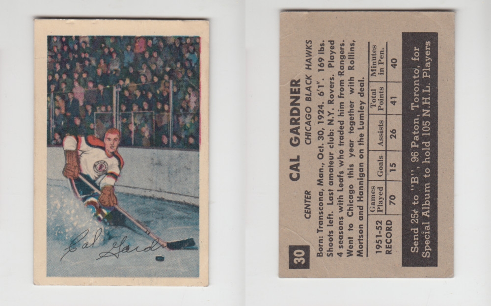 1952-53 PARKHURST HOCKEY CARD #30 C. GARDNER photo 1952-53 PARKHURST HOCKEY CARD #30 C. GARDNER photo