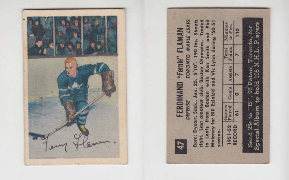 1952-53 PARKHURST HOCKEY CARD #47 F. FLAMAN photo 1952-53 PARKHURST HOCKEY CARD #47 F. FLAMAN photo