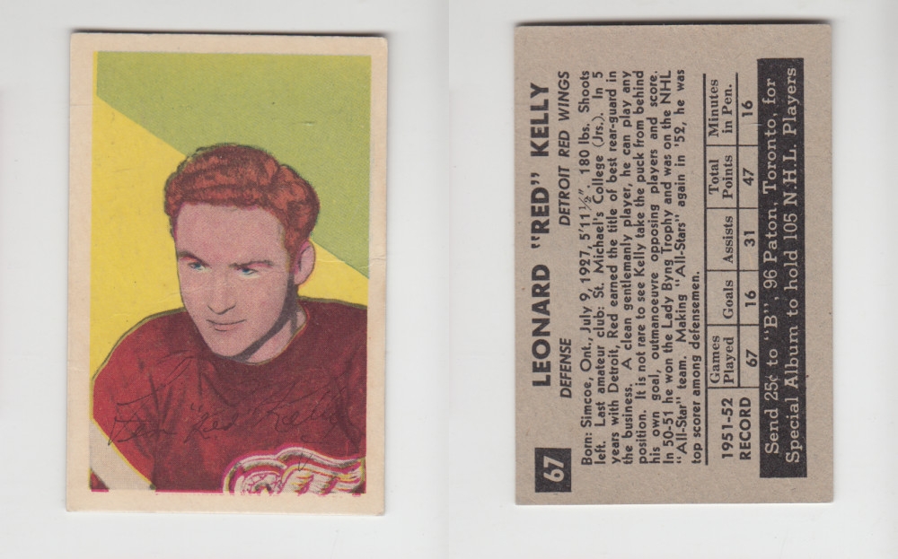 1952-53 PARKHURST HOCKEY CARD #67 L. KELLY photo 1952-53 PARKHURST HOCKEY CARD #67 L. KELLY photo