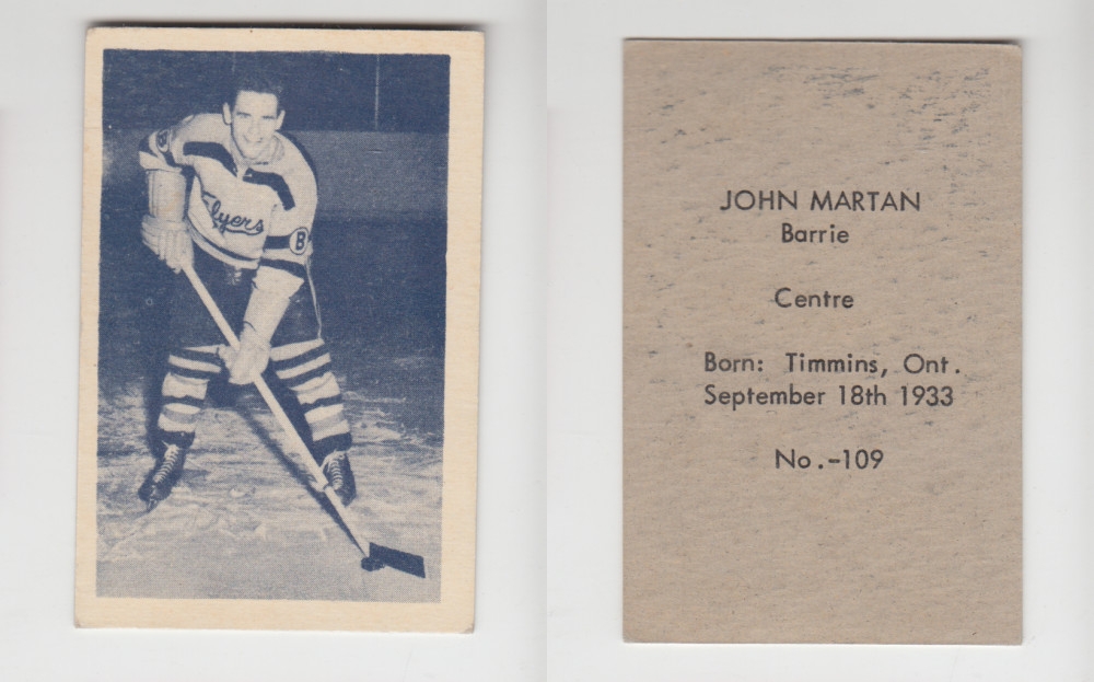 1952-53 OHL ANONYMOUS HOCKEY CARD #109 J. MARTAN photo 1952-53 OHL ANONYMOUS HOCKEY CARD #109 J. MARTAN photo