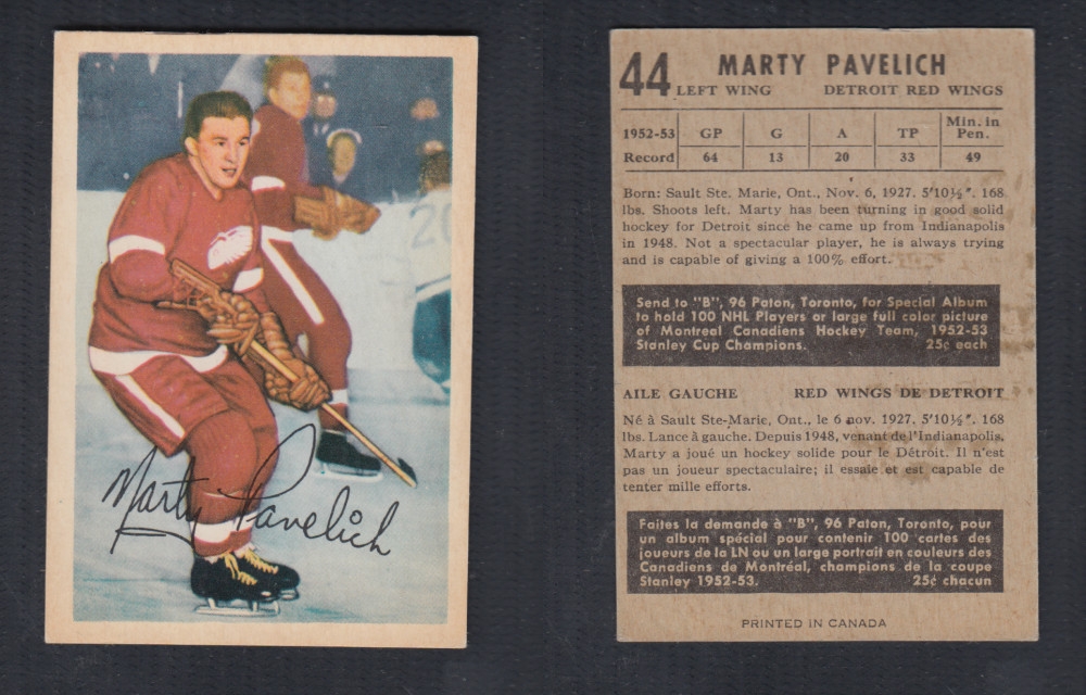 1953-54 PARKHURST HOCKEY CARD #44 M. PAVELICH photo 1953-54 PARKHURST HOCKEY CARD #44 M. PAVELICH photo